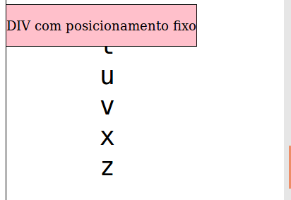 Exemplo de uso de posicionamento fixo